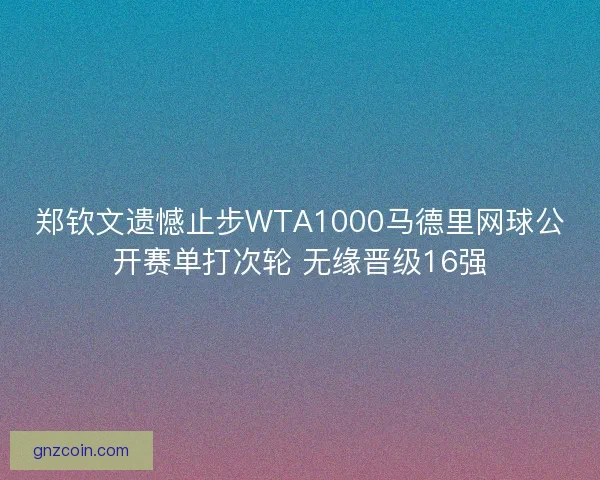 郑钦文遗憾止步WTA1000马德里网球公开赛单打次轮 无缘晋级16强