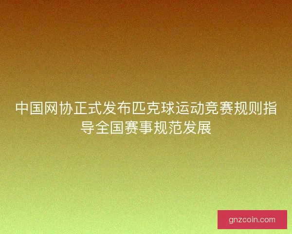 中国网协正式发布匹克球运动竞赛规则指导全国赛事规范发展 中国网协正式发布匹克球运动竞赛规则指导全国赛事规范发展